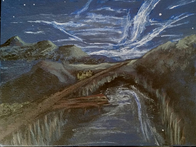 Leuchtende Nachtwolken - Acryl auf Leinwand. Copyright Steffi Purzelbaum 2018, jede Kopie/Vervielf�ltigung/Weitergabe untersagt